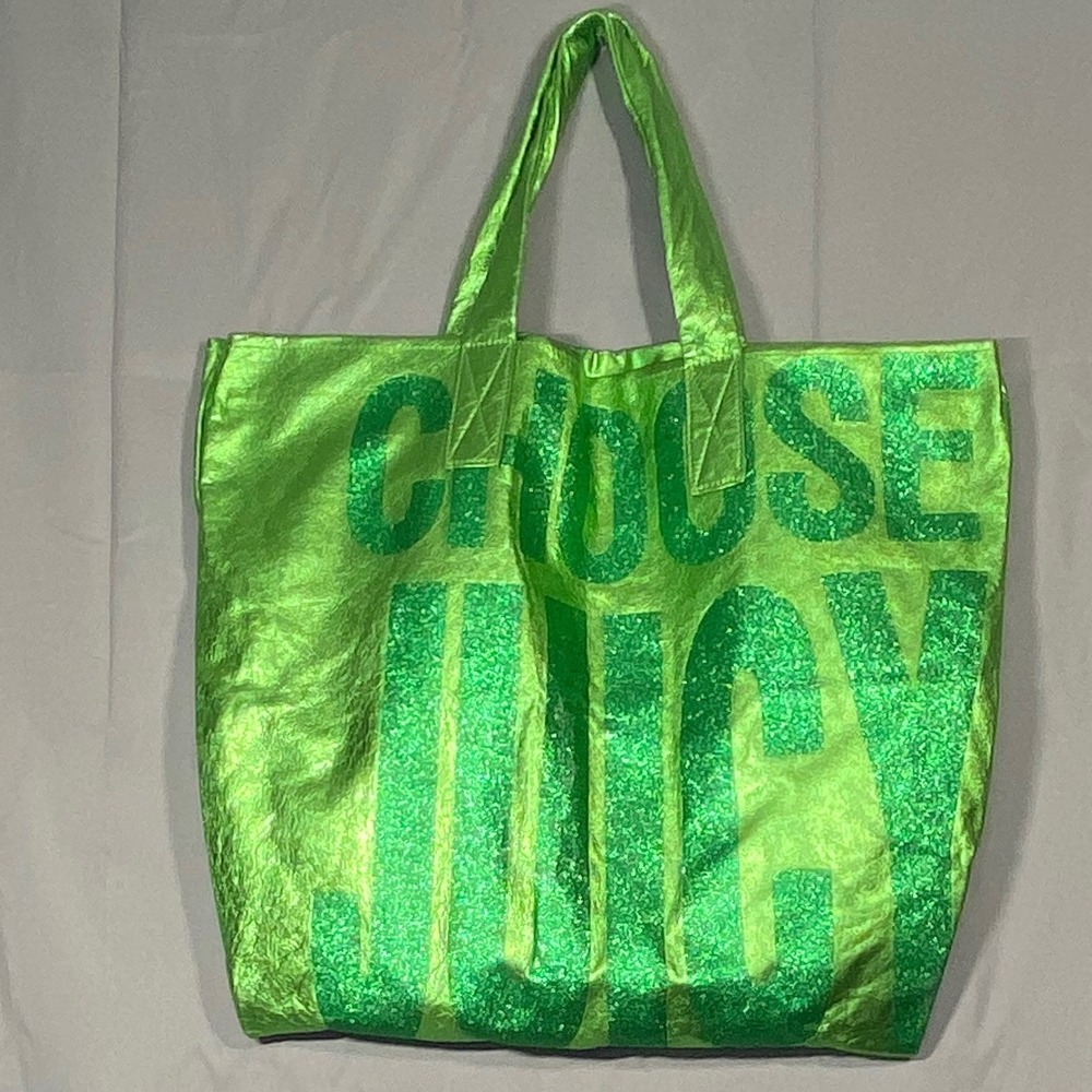 Juicy Couture 100% Cowhide Leather Green Tote Bag Y2K